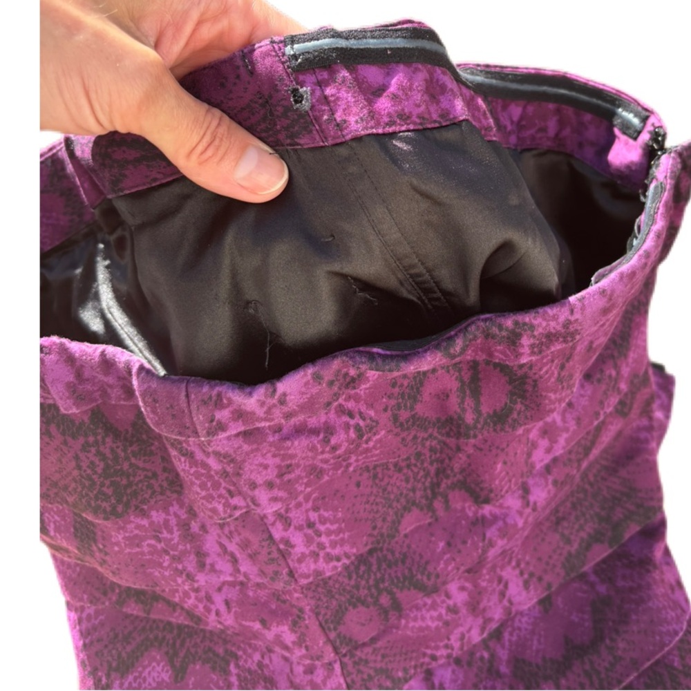 White House Black Market Purple Black Snake Print Bustier Top 12 EUC - Picture 5 of 9